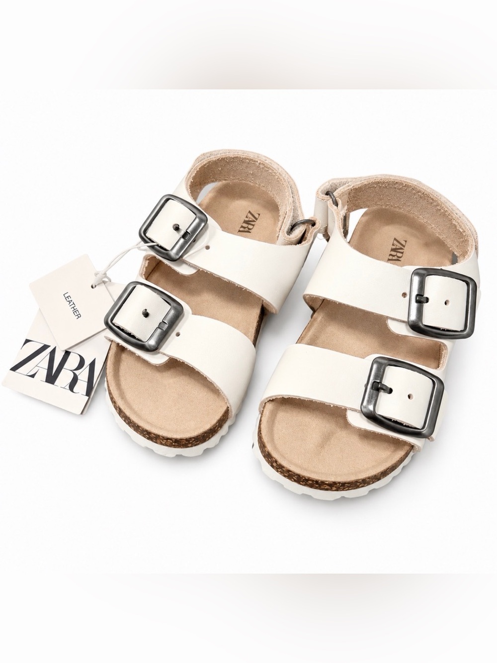 Zara Kids Cream Double Buckle Sandals